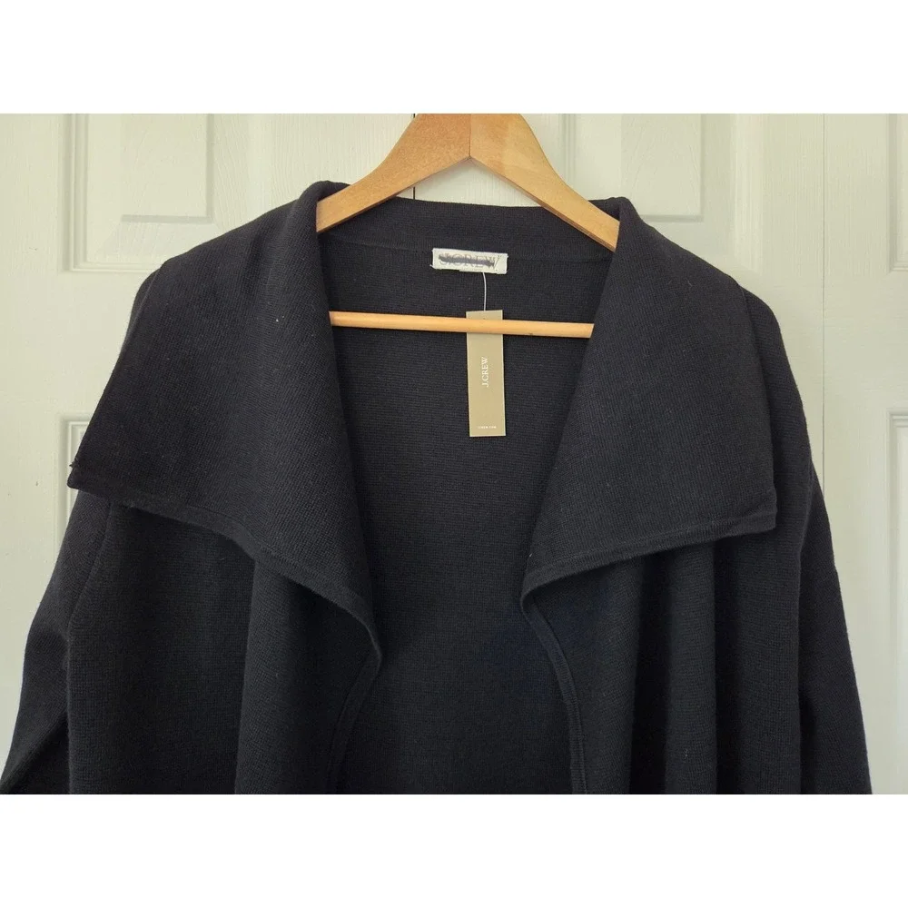 J. Crew Shawl Collar Sweater Blazer Merino Wool Blend Women‎ XXS Black NWT CN223